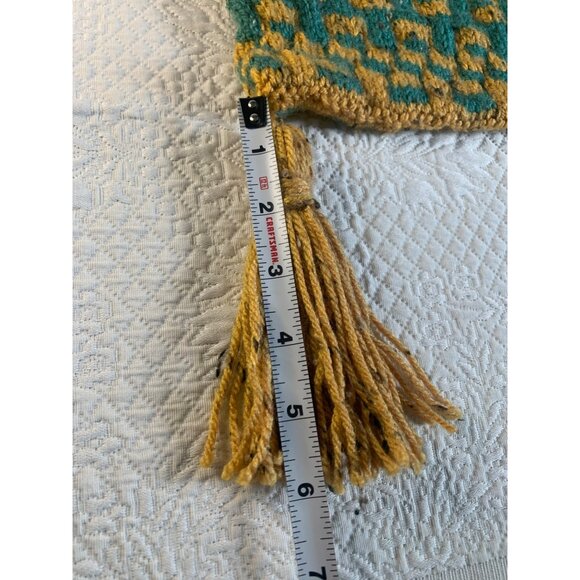 Hand crocheted handbag with tassels green and red colors - New - Picture 6 of 14